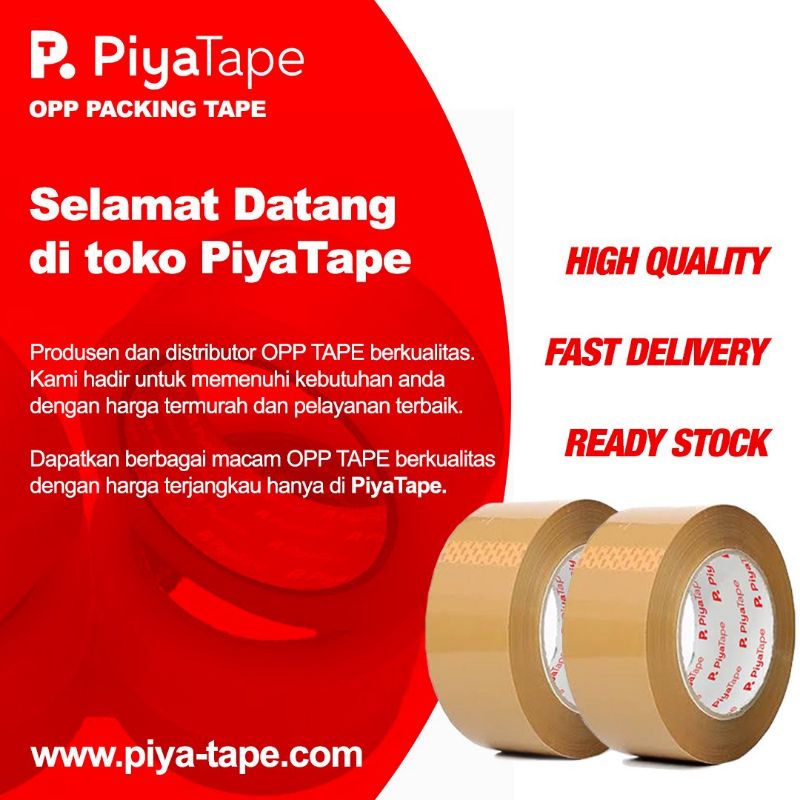 

Lakban 45 x 72 Yard | Lakban Piya Tape Bening / Cokelat
