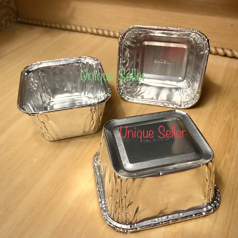 Aluminium Foil Cup BX 0350 Tanpa Tutup / Aluminium Foil Kotak 7x6 cm / Aluminium Foil Tray 9x8 6x5 cm / Alufoil Tray BX 0350 + Tutup Mika