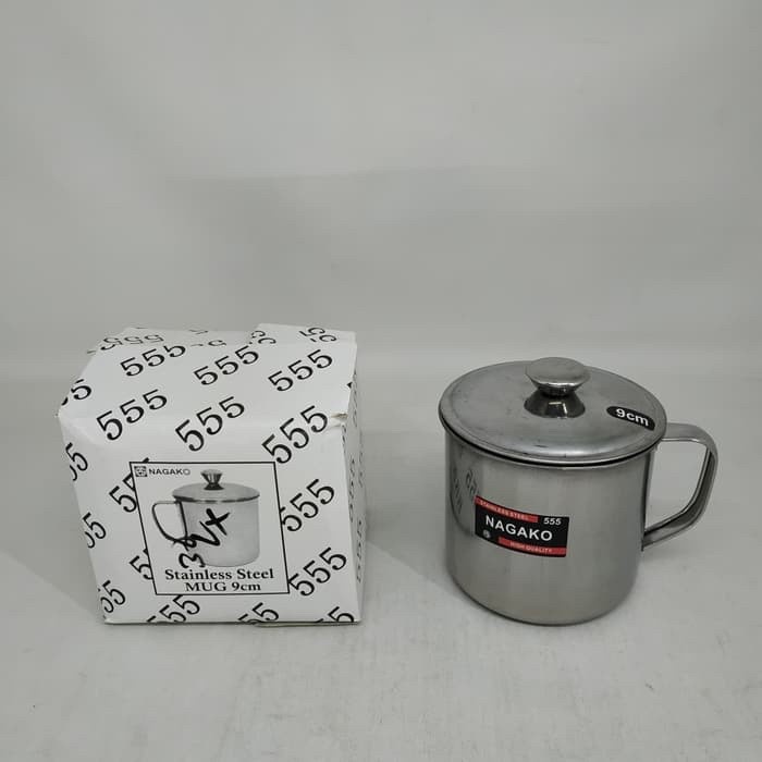 D9 Gelas Mug Cangkir Stainless  uk Jumbo Tahan Panas diameter 9cm