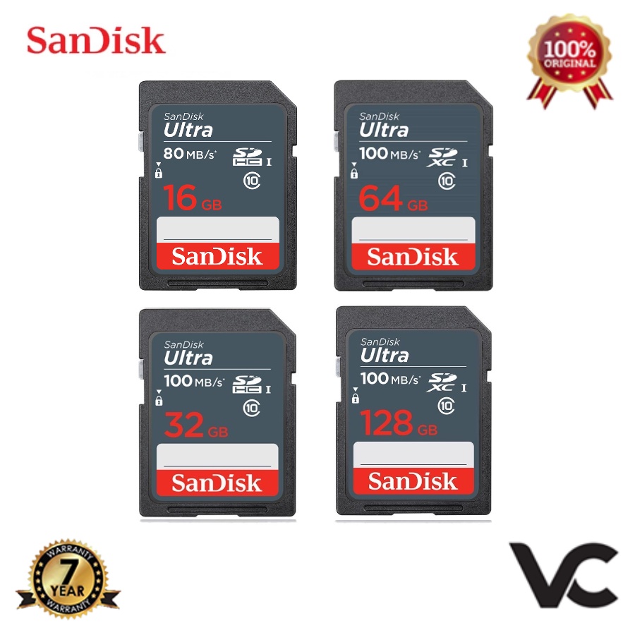 SD CARD SanDisk Ultra 16GB 32GB 64GB 128GB Class10 SDHC SDXC Memory SDCARD