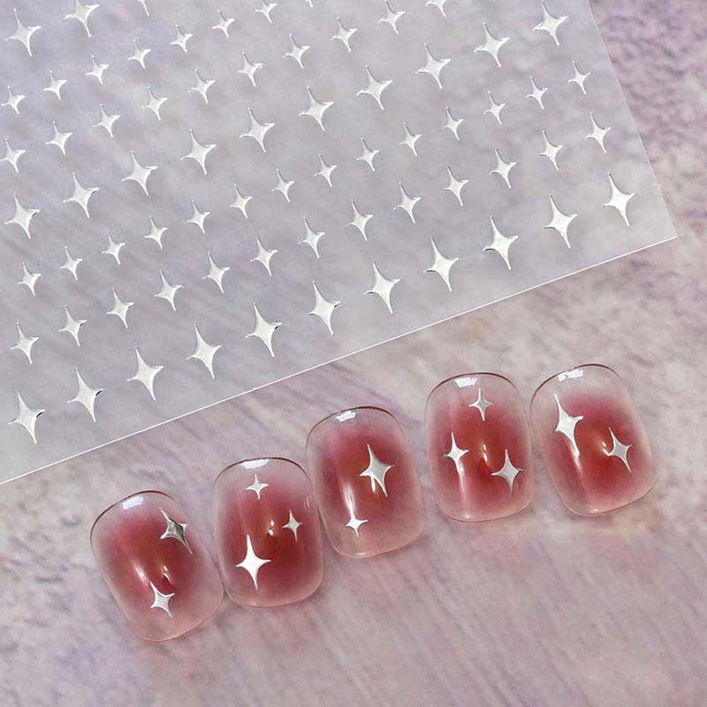 Agustinina Bintang Stiker Kuku Kreatif Ins Style Self-adhesive Korea Nail Art Hitam Putih Nail Art Dekorasi