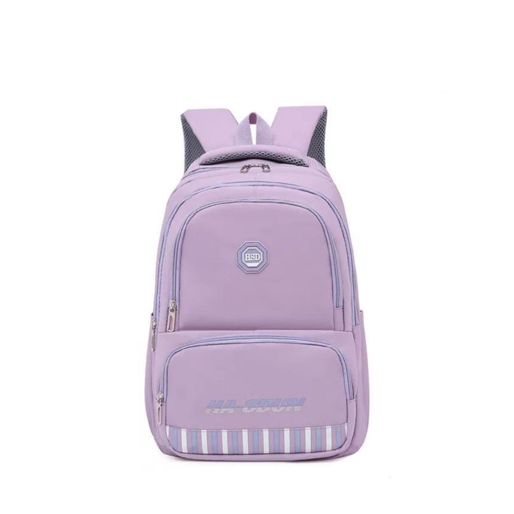 JS - Ransel Siswa Besar Mode Ransel Lencana Baru Tas Sekolah Anak Perempuan Ransel Wanita Kapasitas Tinggi Tas Perjalanan Santai Lucu Wanita Mochila