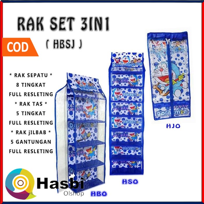 RAK SET 3in1 GANTUNG KARAKTER FULL RESLETING ( Rak Sepatu / Rak Tas / Rak Jilbab ) |RAK SEPATU PLAST
