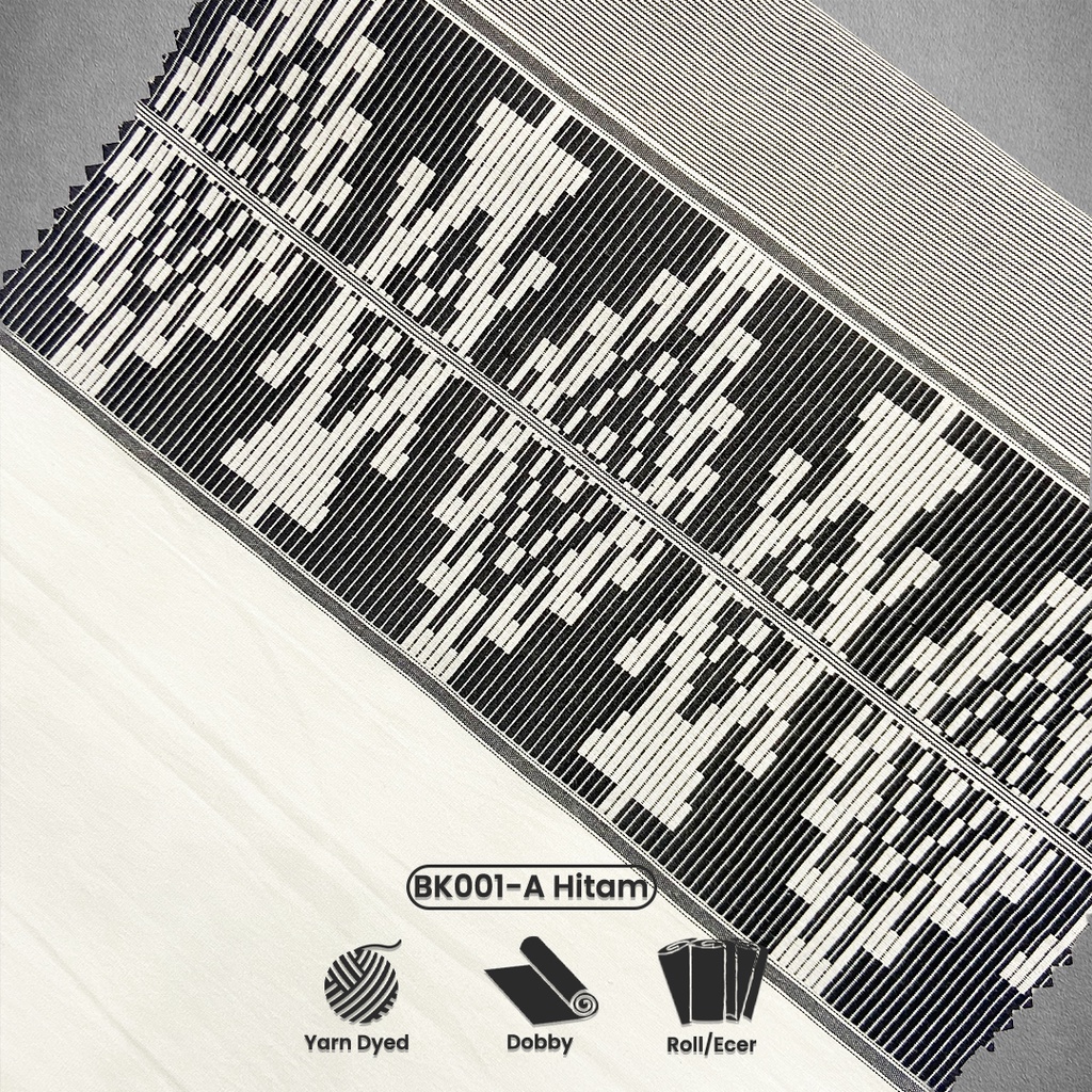 Kain Koko Motif | Kain Katun Etnik Modern BK001 B Hitam | bahan baju lebaran | Bahan Songket | Kain 