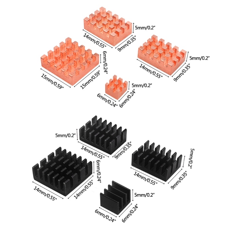 Zzz 4PCS Heatsink Papan Pengembangan Komputer Bahan Aluminium Tembaga Radiator Untuk Orangepi5