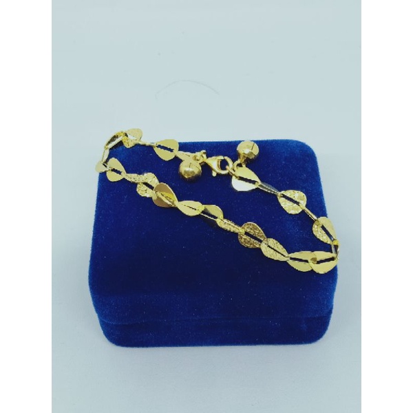 gelang rantai triangle kombi ukir 3x3 S925 / perhiasan perak 925 lapis emas