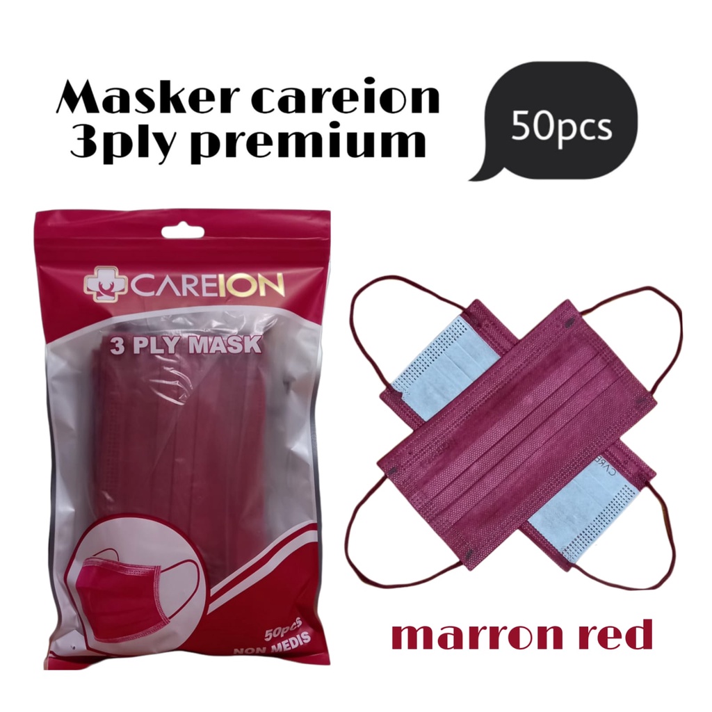 MASKER 3PLY EARLOOP PREMIUM CAREION ISI 50 PCS MASKER WAJAH 3 PLY MASK