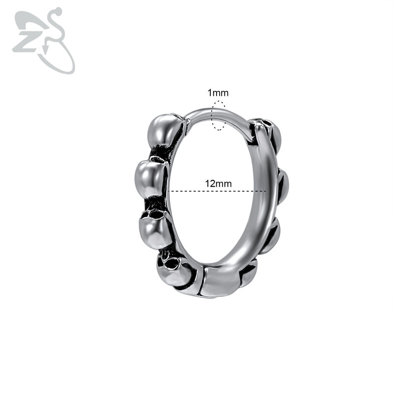 1pasang Anting Hoop Punk Stainless Steel Tengkorak Bulat Anting Cross Bunga Mawar Cricle Earrings Korea Anting Bulu