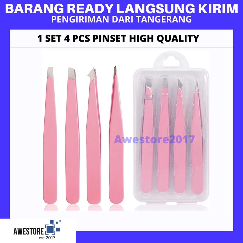 Pinset Cabut Bulu Mata Hidung Alis Profesional Tweezer Stainless Steel