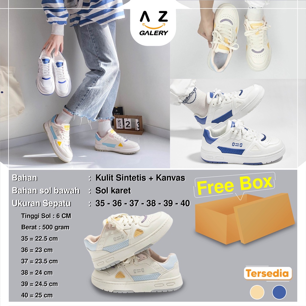 Sepatu Sneakers Wanita Tali Fashion Style Korea Shoes Casual Sepatu Cewek Kulit Sintetis Kanvas Free Box Azgalery SPT-19