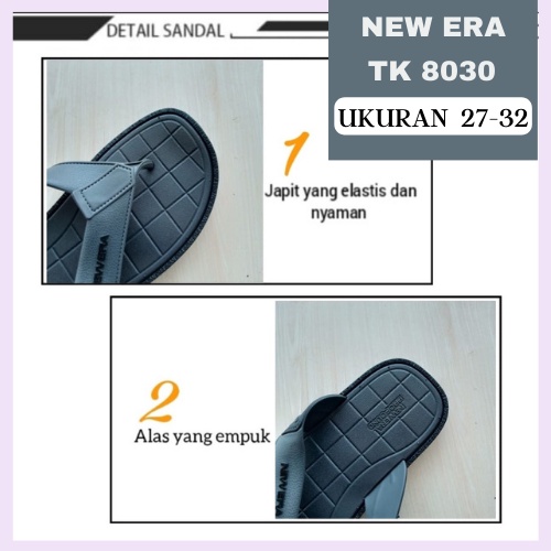 Gos New Era TK 8030 Japit kotak Sandal 27-32 Japit Karet Anak Laki-Laki Sendal Pria Anti Slip Casual