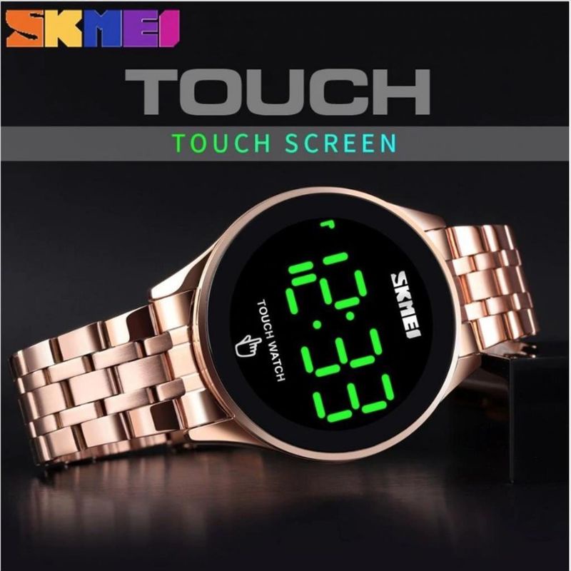 jam tangan pria/wanita rantai touch screen Green Light SKMEI 1579 water resistant