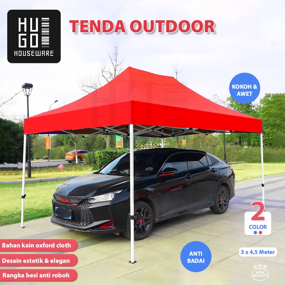 HUGO Tenda Lipat 3x4,5m Tenda Jualan Dagang Bazar Pameran Tenda Outdoor Otomatis Praktis