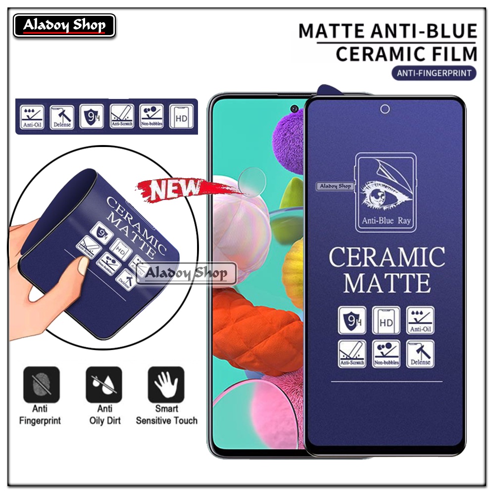 PAKET 3IN1 Anti Gores Blue Matte Anti Glare Samsung A51 + Tempered Glass Camera dan Skin Carbon