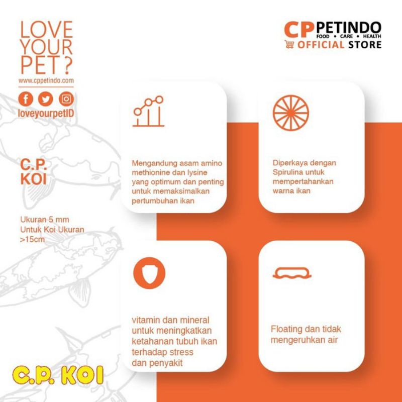 Pakan Koi 1 kg Cp Koi Super Growth ukuran 2mm dan 5 mm