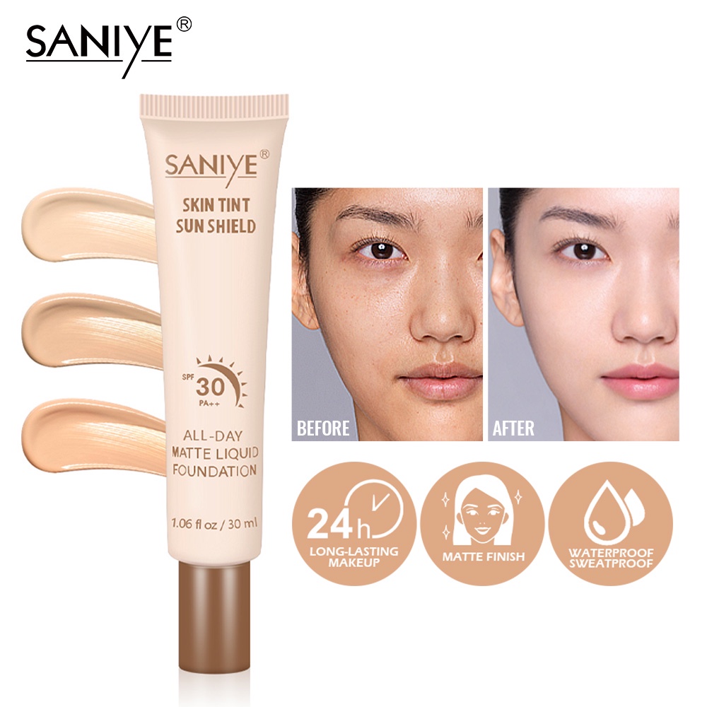 Image of 【SANIYE】 BPOM Cairan Tanpa Cela Foundation Concealer Profesional Kosmetik Wajah 30ml R6005 #1