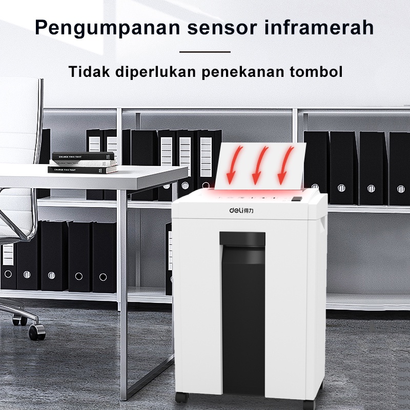 Deli Mesin Penghancur Kertas Elektrik 1 Tahun Garansi Alat Penghancur Kertas Cakram Kartu Pisau Baja Nitrida 23L A4 8 Lembar Paper Shredder