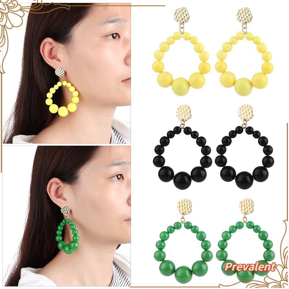 PREVA Bead Hyperbol Earrings Trend Color Gifts Acrylic Hanging Earrings