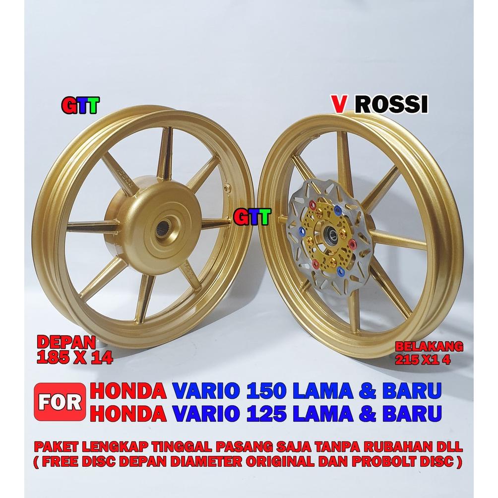 VELG RACING HONDA VARIO 150 / 125 OLD & NEW LENGKAP DISC BRAKE VROSSI GOLD MATTE.