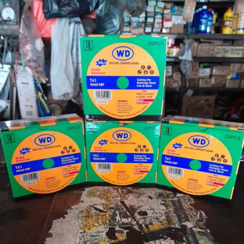 1 Kotak Batu Gerinda Potong Besi Mata Cutting Wheel WD (1 Kotak Isi 20 Batu Gerinda)