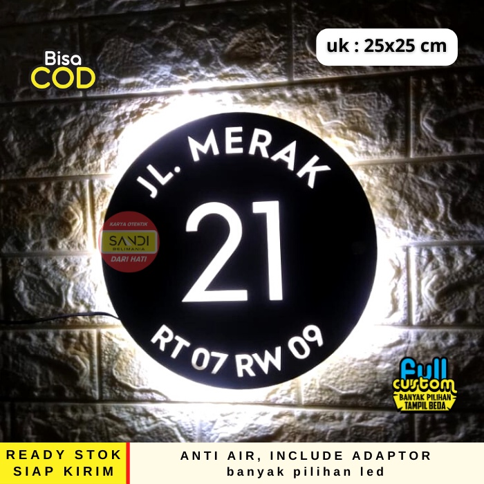 PAPAN NOMOR RUMAH LED ACRYLIC | NOMER RUMAH LED | NO RUMAH MENYALA TIPE L01