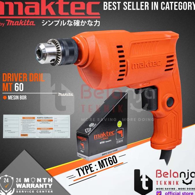 Maktec Mesin Bor Tangan Listrik MT 60 350 Watt 10 MM Driver Dril MT60 belanjate77