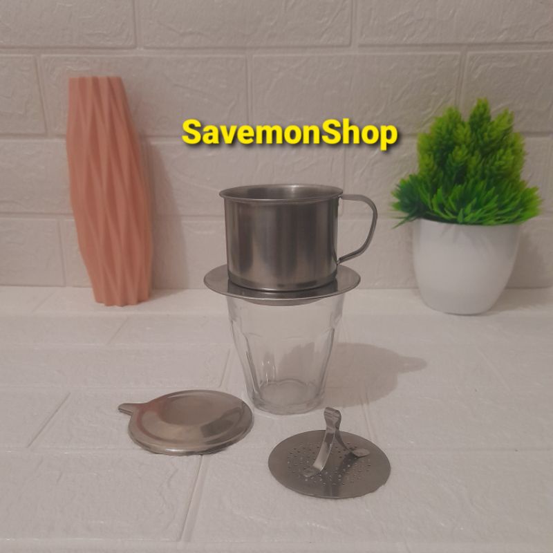 Paket Alat Kopi Vietnam Drip 8Q Set Gelas 210 mL | Gelas Coffee Vietnam Drip | Saringan Kopi Vietnam
