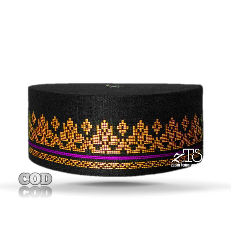 PECI ANAK² SONGKOK MOTIF CEREK HITAM EMAS LIS MERAH SONGKO KOPIA KOPYA TOPI LOBE ZUBAIR TENUN SONGKE