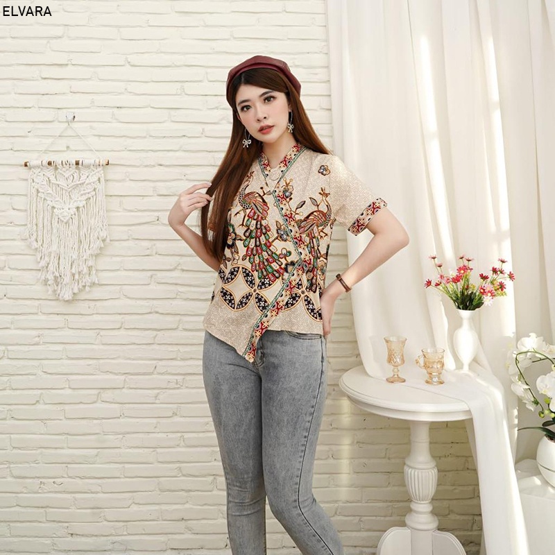 Evercloth Elvara Blouse Wanita Atasan Wanita Atasan Wanita Blouse Batik Wanita Atasan Batik Wanita Kimono Batik Couple Seragam