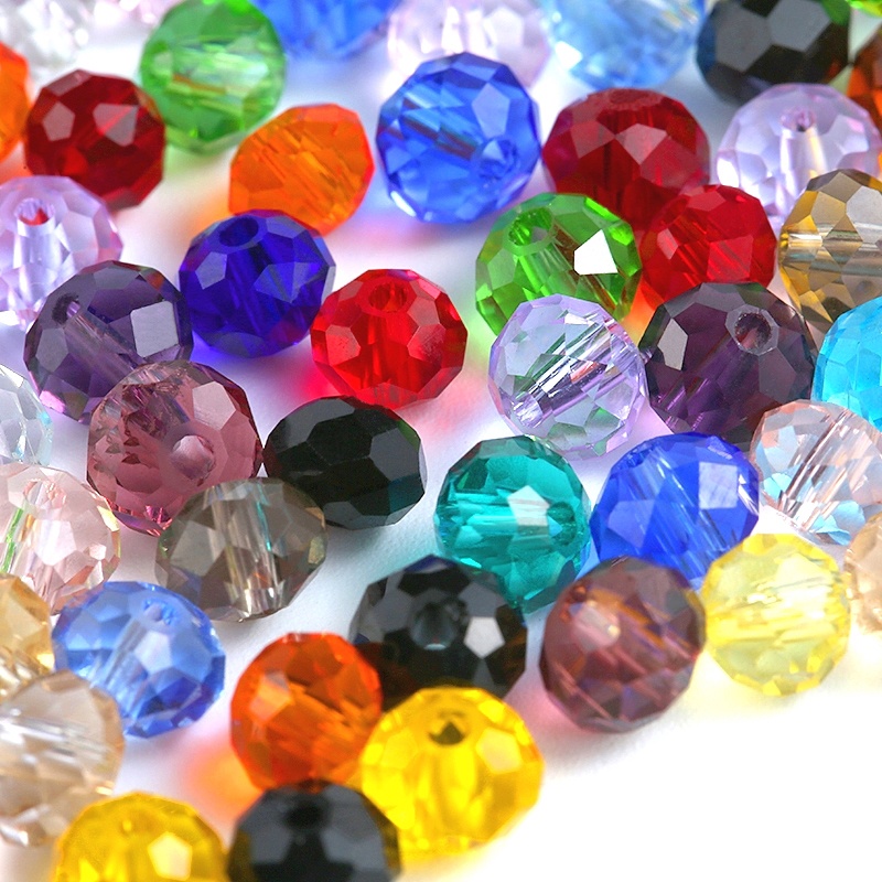 Big sale 6-8mm Manik-Manik Bulat Kristal Warna-Warni charms Kaca Manik-Manik Longgar Untuk Membuat Perhiasan Kalung Gelang Aksesoris