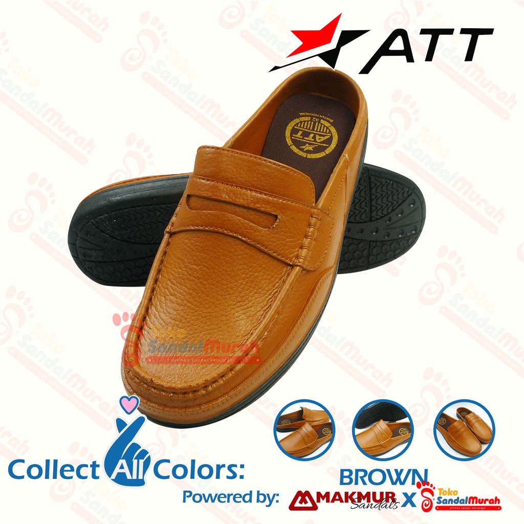 Toko Sendal Murah - Sepatu Bustong Pria Warna Coklat Muda Uk 39 - 42 / Sepatu Kerja Simple Murah Anti Slip / Sepatu Karet Tutong Slop Pria / Sepatu Pria Semi Formal / Sepatu Casual Slip On Pria Mules [Toko Sendal Murah M 05 ABK 550 CM]