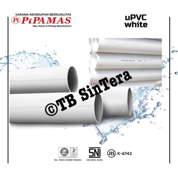 Pipa Pipa Pvc 3 " Inch D Putih Pipamas Per Batang