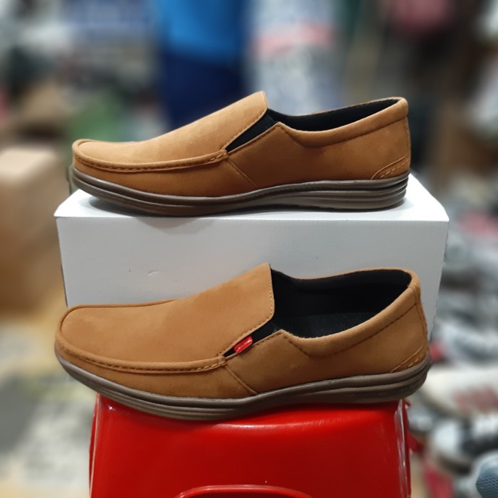 BIG SALE ✨- SEPATU PANTOFEL CASUAL PRIA,SEPATU SLIP ON PRIA FREE KAOS KAKI - Cokelat bata, 39