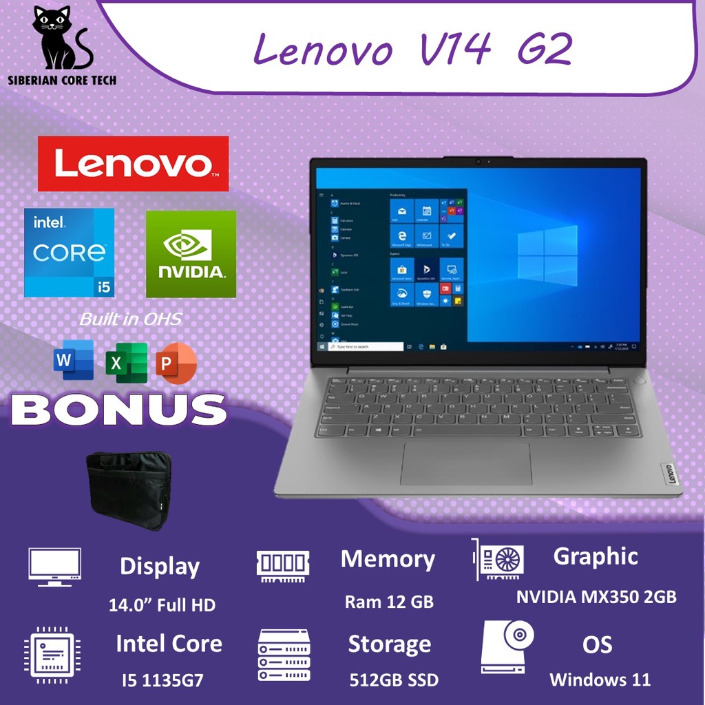 LENOVO V14 G2 MX350 2GB/ I5 1135G7 16GB 512SSD W11+OHS 14.0FHD 2YR GRY -7UID