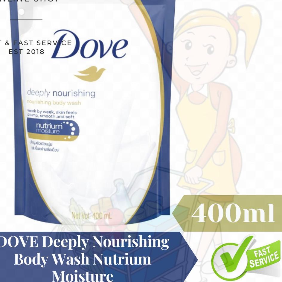 [KODE PRODUK GGNZ97655] DOVE Body Wash Deeply Nourishing 400ml 400 ml Sabun Mandi Cair Refil Biru Tu
