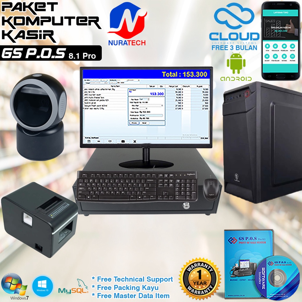 paket komputer kasir toko retail lengkap - minimarket mini - toko