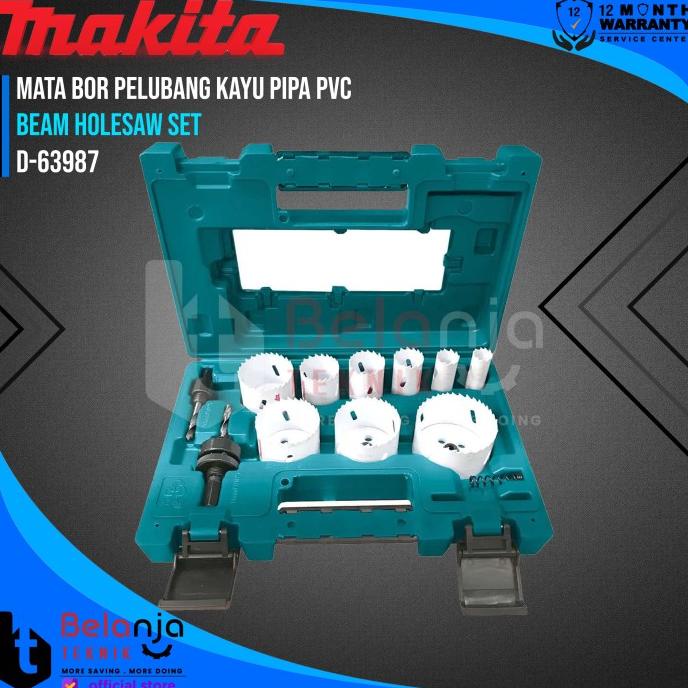 Makita Beam Holesaw Set 12Pcs Mata Bor Pelubang Kayu Pipa Pvc Hole Saw belanjate77 dijamin