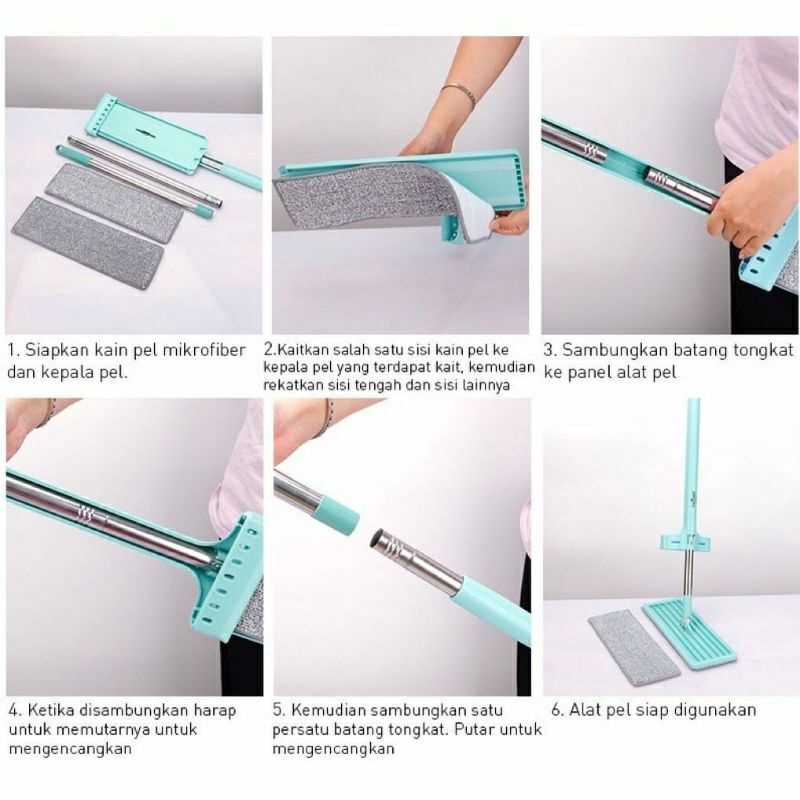 Alat pel lantai tarik flat mop serbaguna