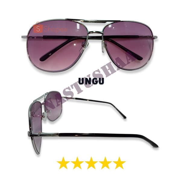 Kacamata Fashion Aviator Anti UV Protection Bingkai Besi Kacamata Gaya Sunglasses Retro Klasik Unisex