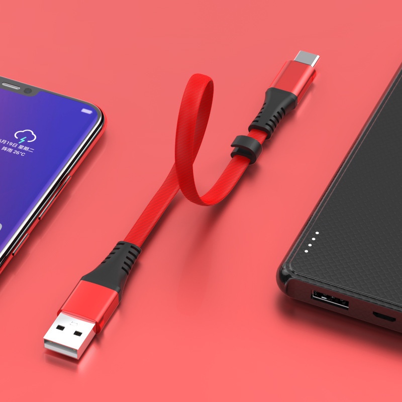 2.4a Kabel Data Pengisian Cepat Handphone Power Charging Cable Mie Braided Short Cable Cocok Untuk Android Type C Petir