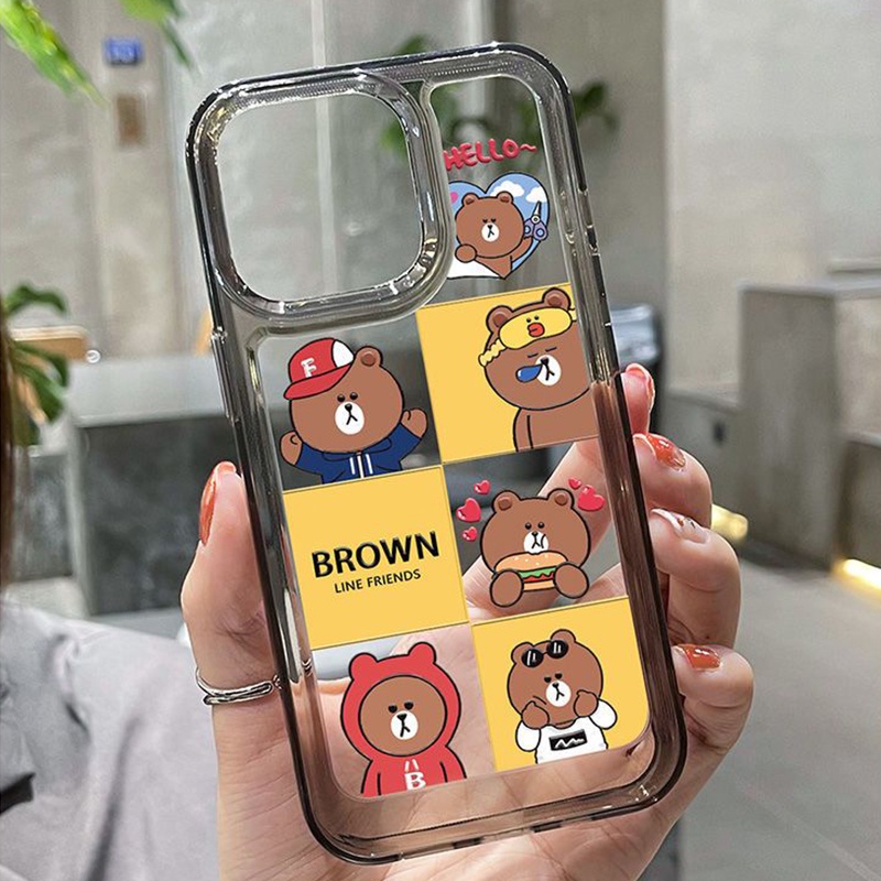 Casing Ponsel Lembut Tahan Guncangan Beruang Kelinci Lucu Kompatibel Untuk IPhone Casing11 14 13 12 Pro XS Max X XR 78 6 6S Plus Cover TPU Transparan