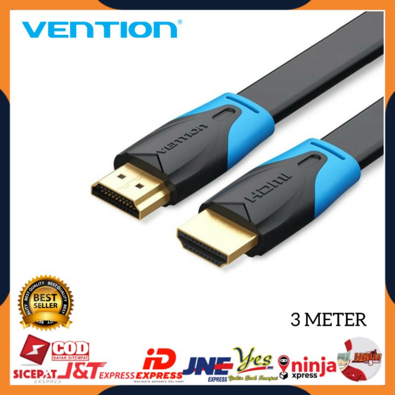 [COD] VENTION B02 KABEL FLAT HDTV 3 METER V1.4B 1080P / DARI LAPTOP PS3 KE TV LED PROYEKTOR 3M