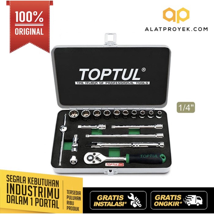 Kunci Sock Socket Set SAE 1/4" DR. 12PT 18pcs Toptul GCAD1811