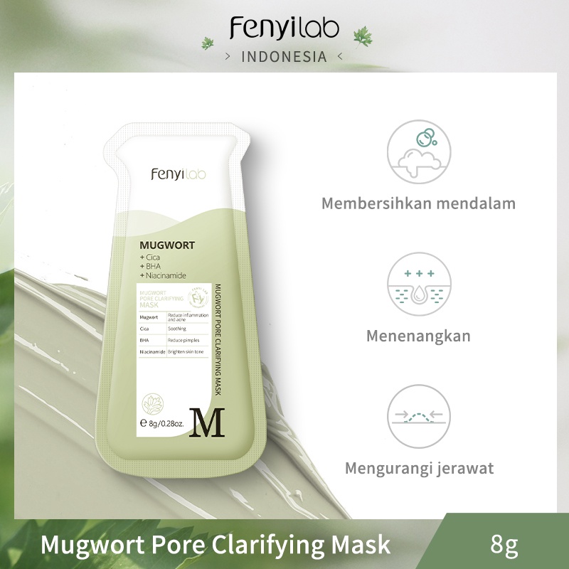 Fenyi Lab Mugwort Pore Clarifying Mud Mask Sachet Membersihkan Pori-Pori Mengangkat Komedo 8g