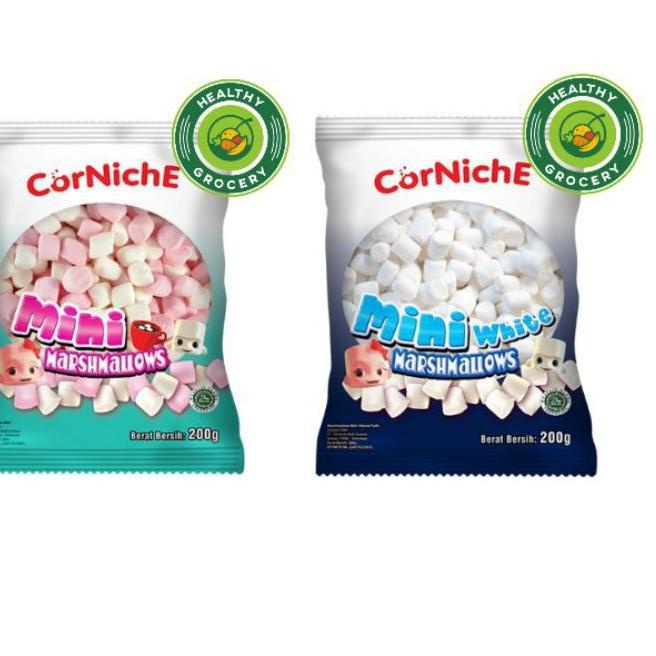 

[KODE PRODUK IFQT89279] CORNICHE Halal Mini Marshmallow Permen 200gr / Snow White / Pink White / Marshmellow / Mallow / Cornichi / Kornichi /
