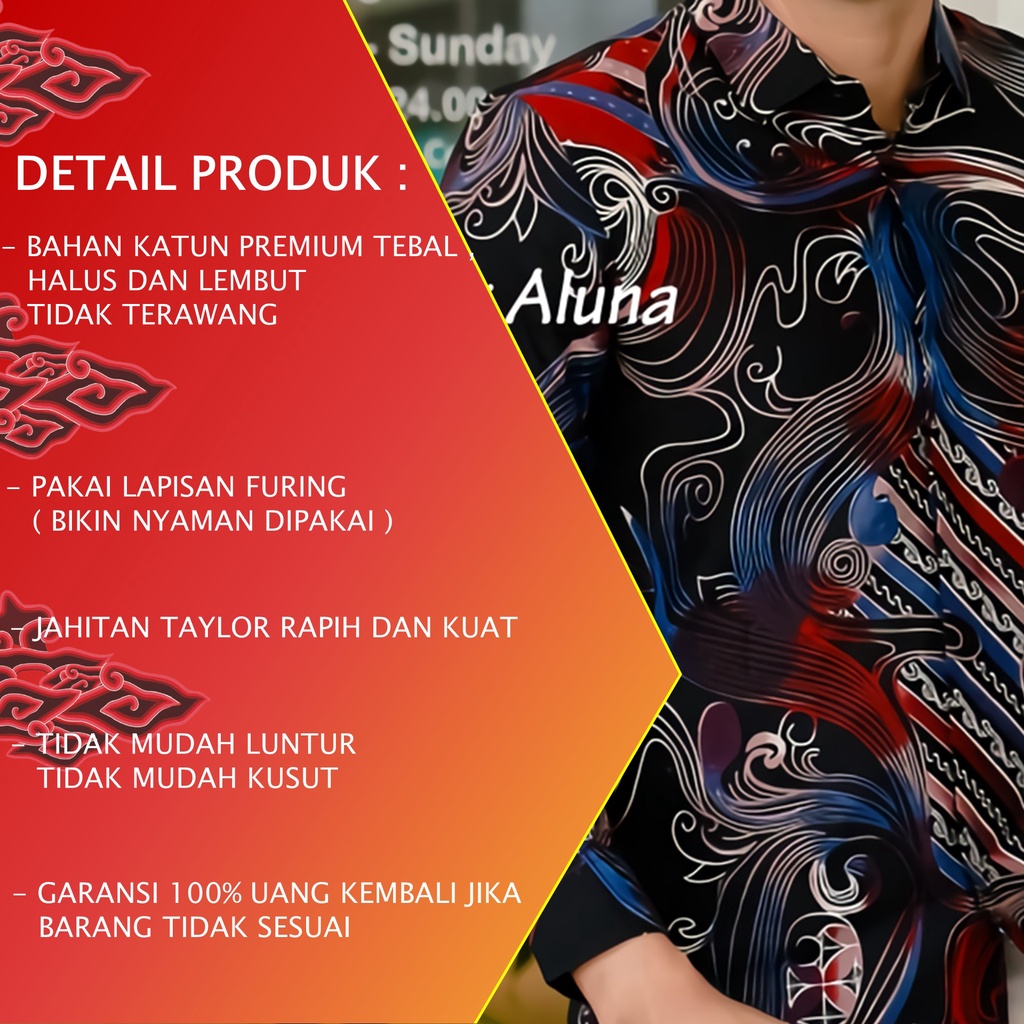 Batik Pria Cowok Lengan Panjang Slimfit Atasan Batik Premium Pria Cowok Batik Pekalongan Kekinian Original Modern Seragam Kantor Jumbo SBA 03