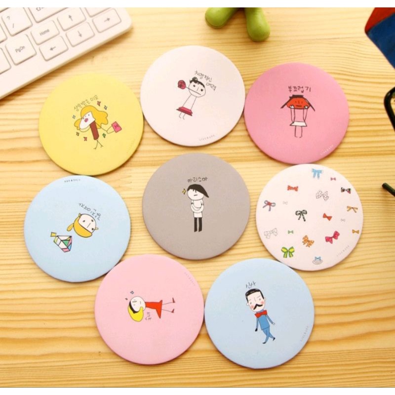 Cermin Kaca Lucu / Kaca Cermin Mini Motif / Kaca Saku