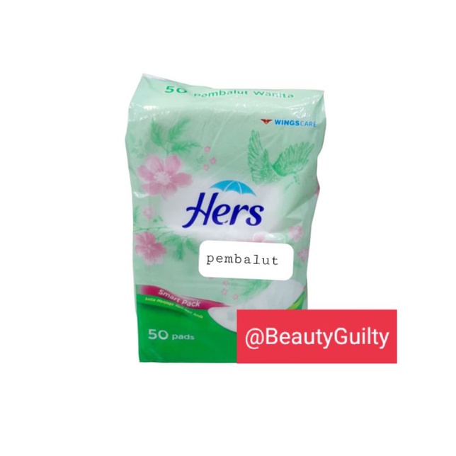 Original beautyHers pembalut hijau isi 50 Exp Baru