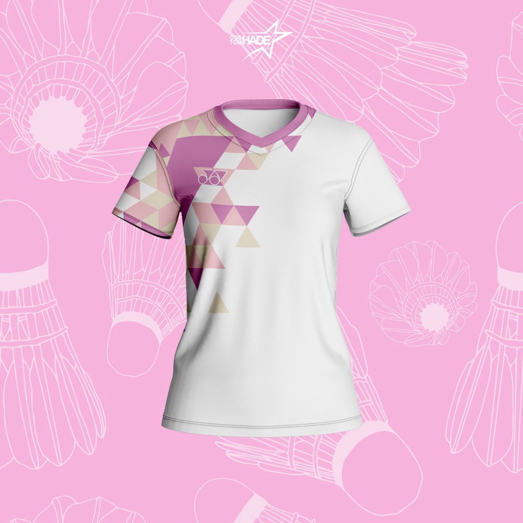 Tshirt Baju Kaos Jersey Olahraga Badminton Wanita Lengan Pendek Custom Desain Printing