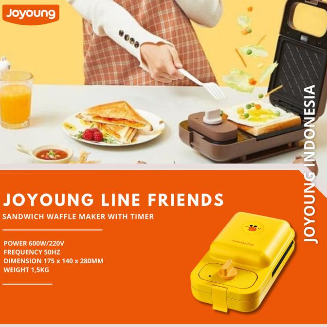 JOYOUNG Line Friends Sandwich Waffle Maker with Timer Brown and Sally